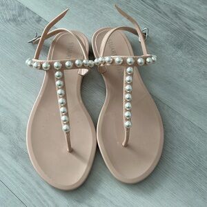 Stuart Weitzman Goldie Embellished Jelly Thong Sandals